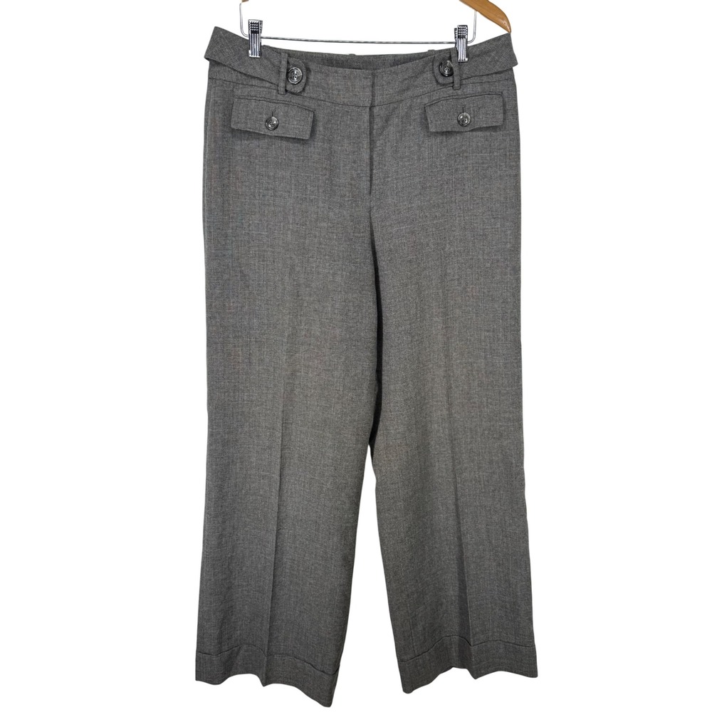 Ann Taylor Curvy Trousers Pants‎ Tweed Wide Leg Size 12 Old Money Cuffed